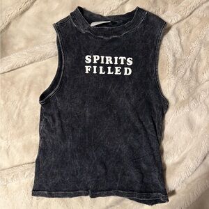 Nollie Charcoal Graphic Tank with Custom White Text